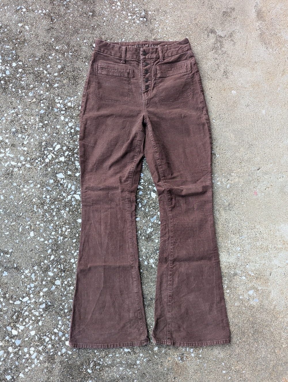 American Eagle Outfitters High-Rise Flare Corduroy Pants in Brown